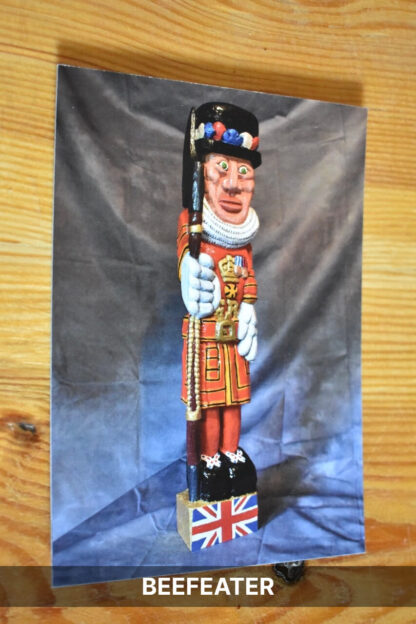 Beefeater woodcarving postcard