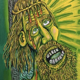 Christ with green and yellow light