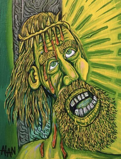 Christ with green and yellow light