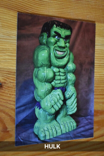 Hulk woodcarving postcard 6" x 4"