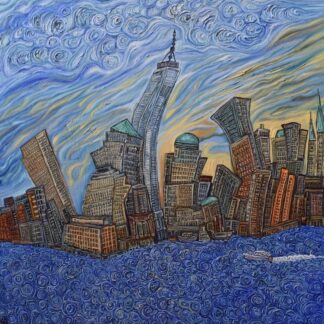 The Freedom Tower with swirling water